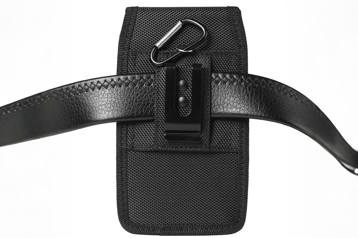 2Pcs Universal Black Oxford Cloth Phone Waist Pouch with Belt Clip and Card Holder Compatible with Most Smartphones - XL