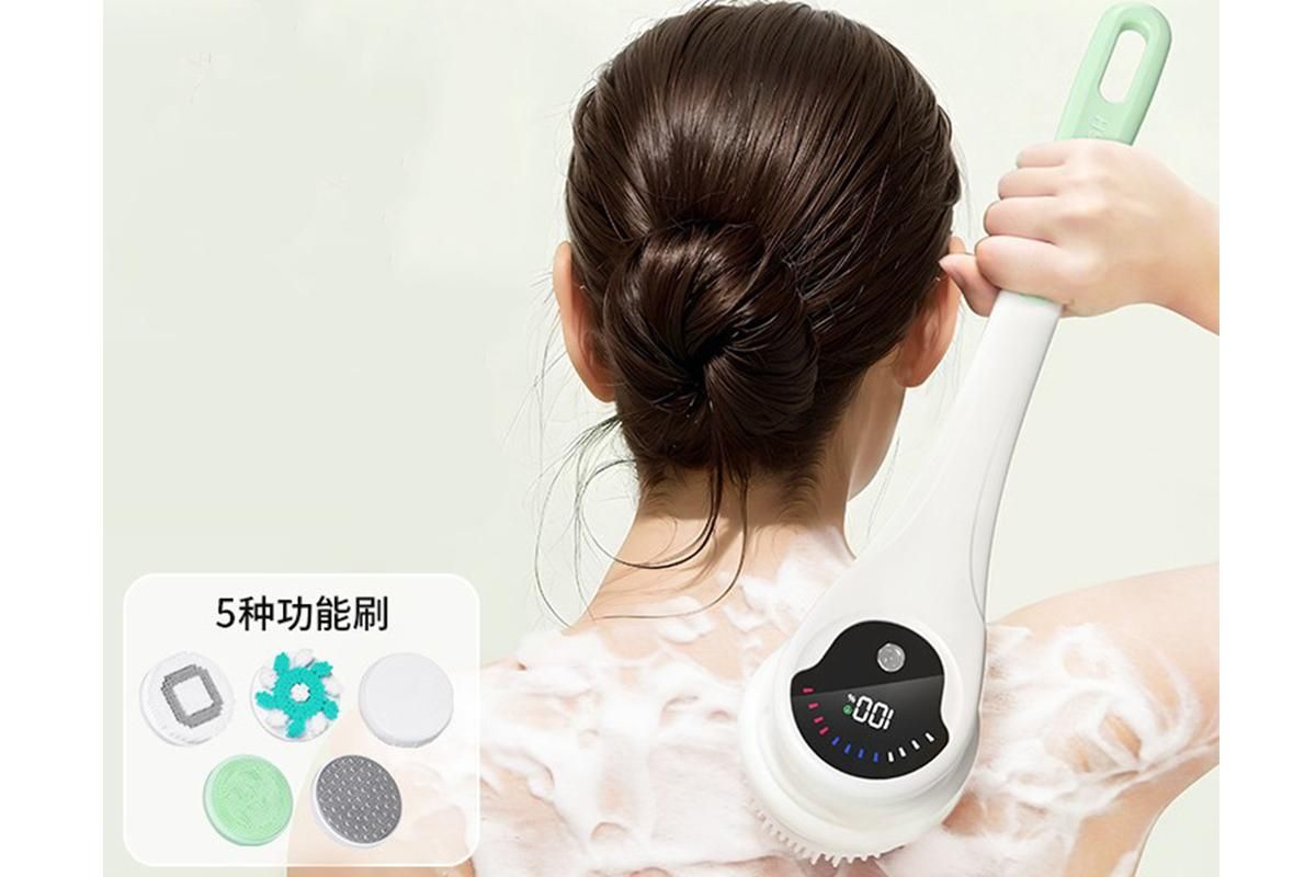Electric Back Scrubber Body Brush Exfoliating Bath Brush for Shower - Green