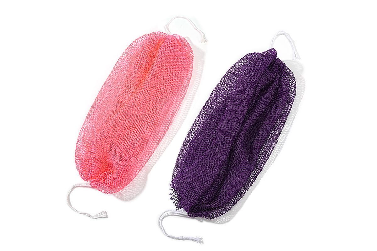 2PCS African Net Sponge Body Scrubber for Exfoliating and Bathing - Purple & Pink