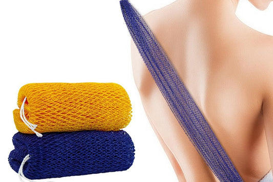2PCS African Net Sponge Body Scrubber for Exfoliating and Bathing - Blue & Yellow