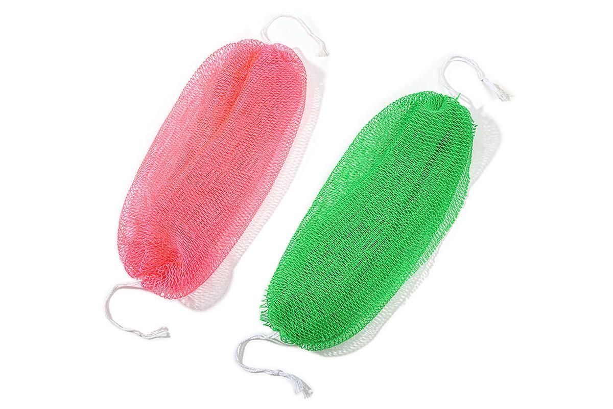 2PCS African Net Sponge Body Scrubber for Exfoliating and Bathing - Green & Pink