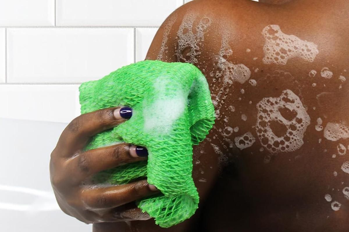 2PCS African Net Sponge Body Scrubber for Exfoliating and Bathing - Green & Pink