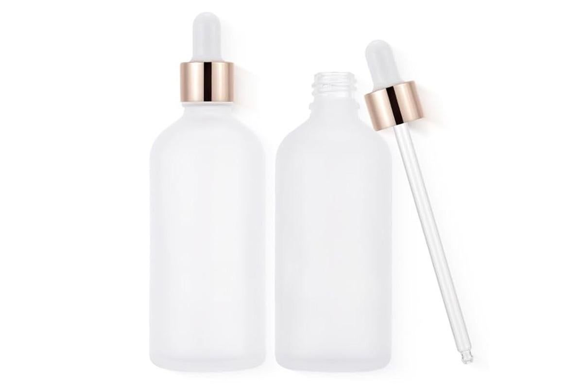 10 Pack Glass Dropper Bottles Rose Gold Caps for Essential Oils - 15ml