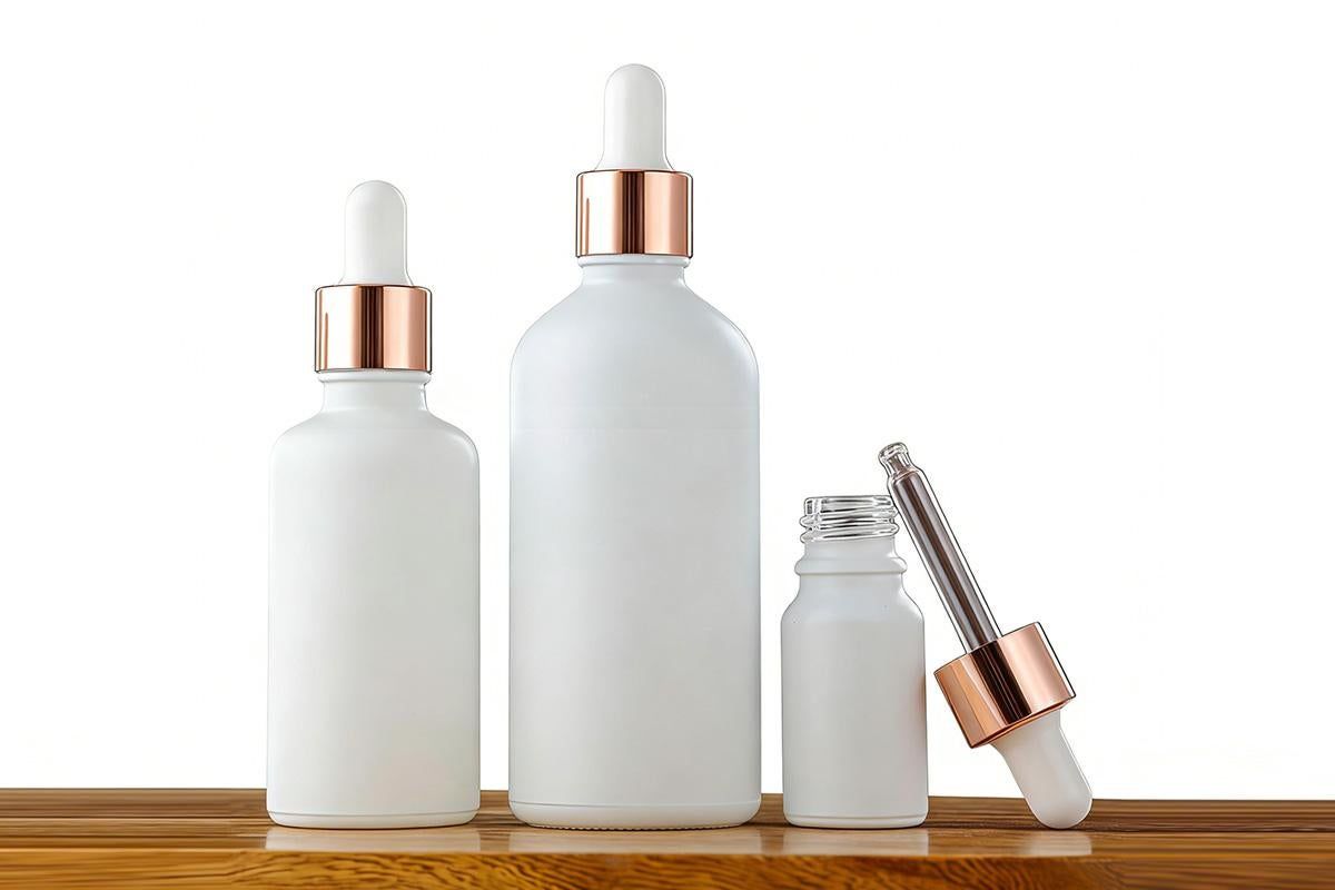10 Pack Glass Dropper Bottles Rose Gold Caps for Essential Oils - 15ml