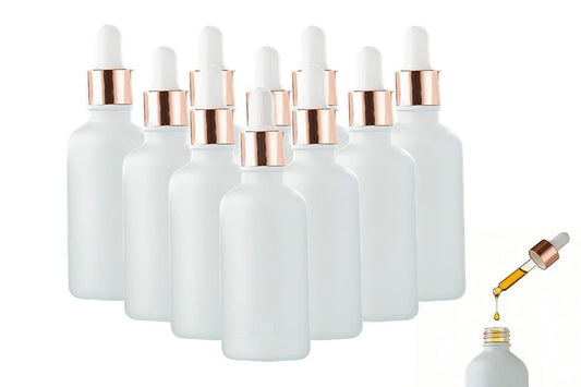 10 Pack Glass Dropper Bottles Rose Gold Caps for Essential Oils - 30ml