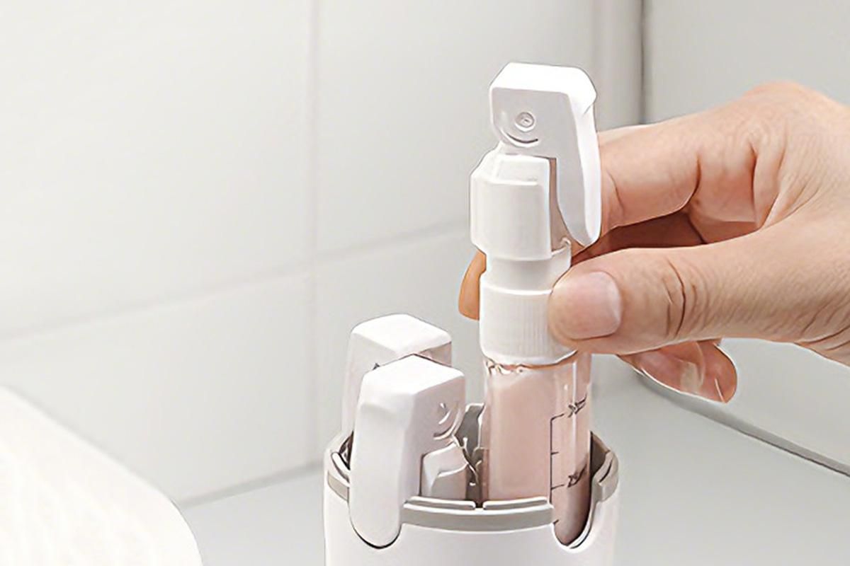 4 in 1 Travel Dispenser with 30ml Travel Bottles Travel Bottles for Shampoo Lotion - White