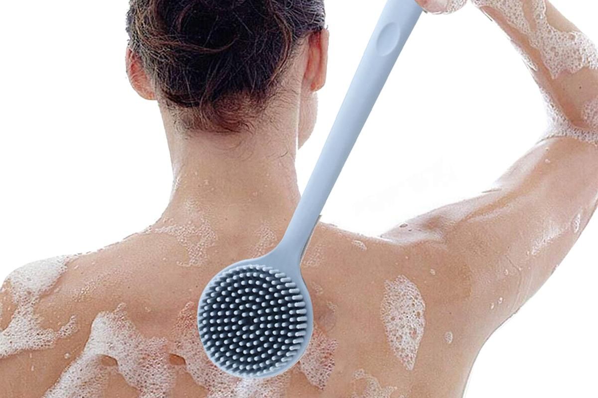 Long Handle Bath Shower Brush Back Scrubber Back Scrubber for Shower Bath Body Brush with Long Handle for Men and Women -Blue