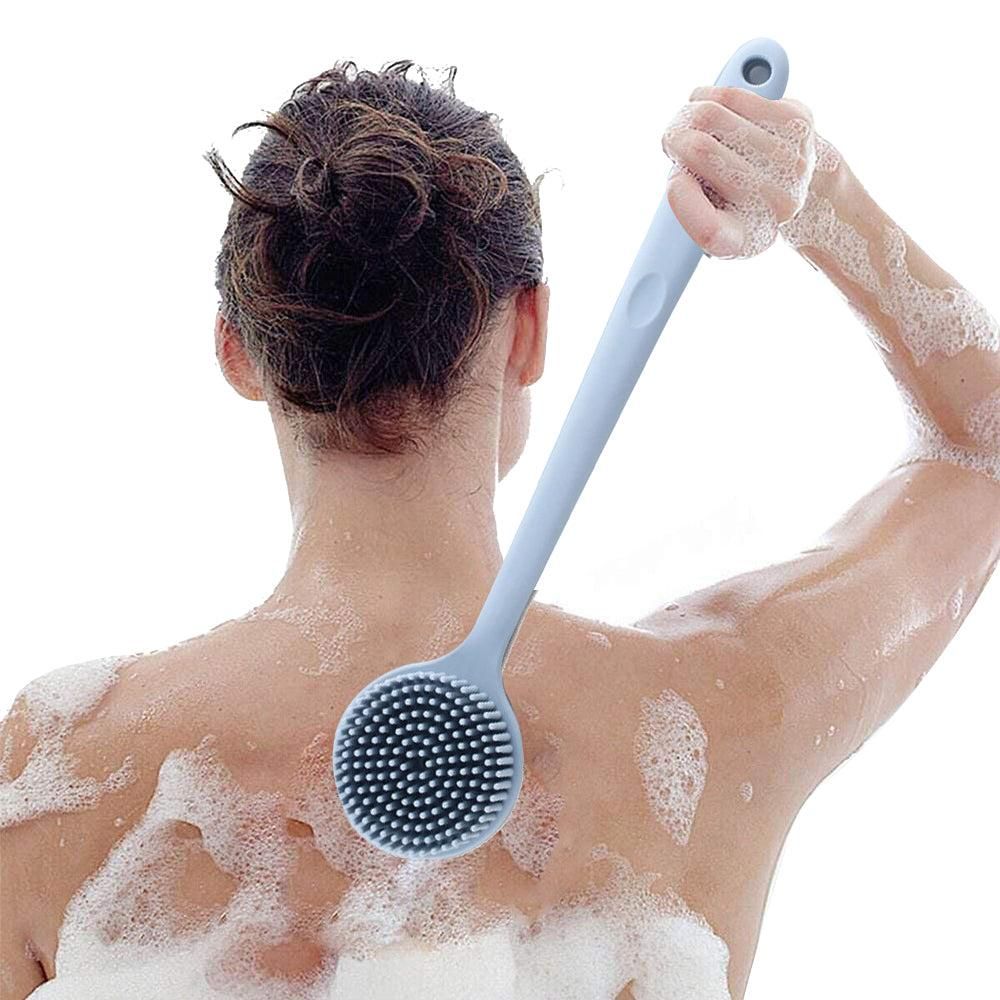 Long Handle Bath Shower Brush Back Scrubber Back Scrubber for Shower Bath Body Brush with Long Handle for Men and Women -Gray