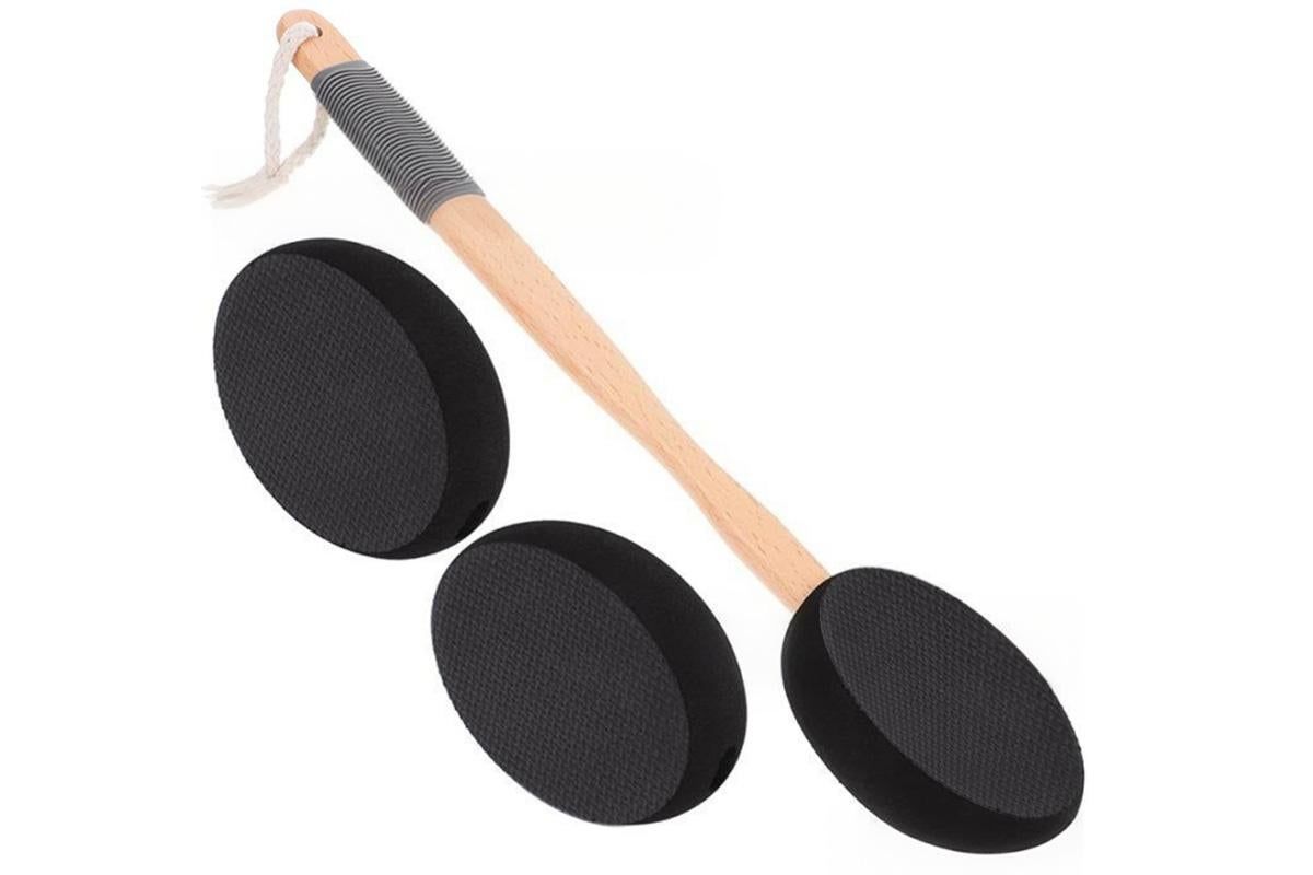 Back and Foot Lotion Applicator with 4 Replacement Pads Sunscreen Applicator Tool - Black
