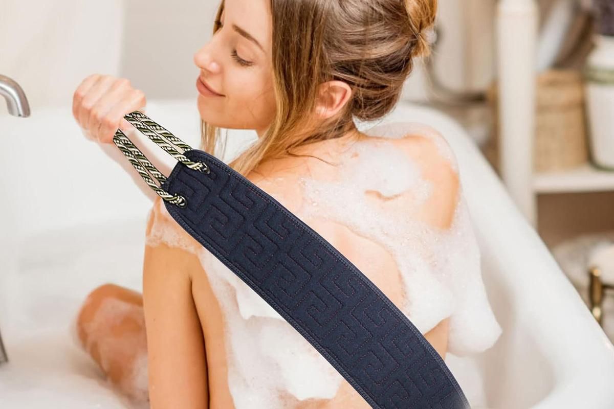Bath Shower Exfoliating Back Strap Double-Sided Back Scrub Towel