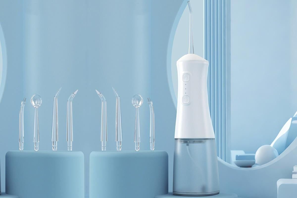 Cordless Rechargeable Portable Water Flosser for Teeth Gums Braces Care and Travel with 8 Flossing Tips
