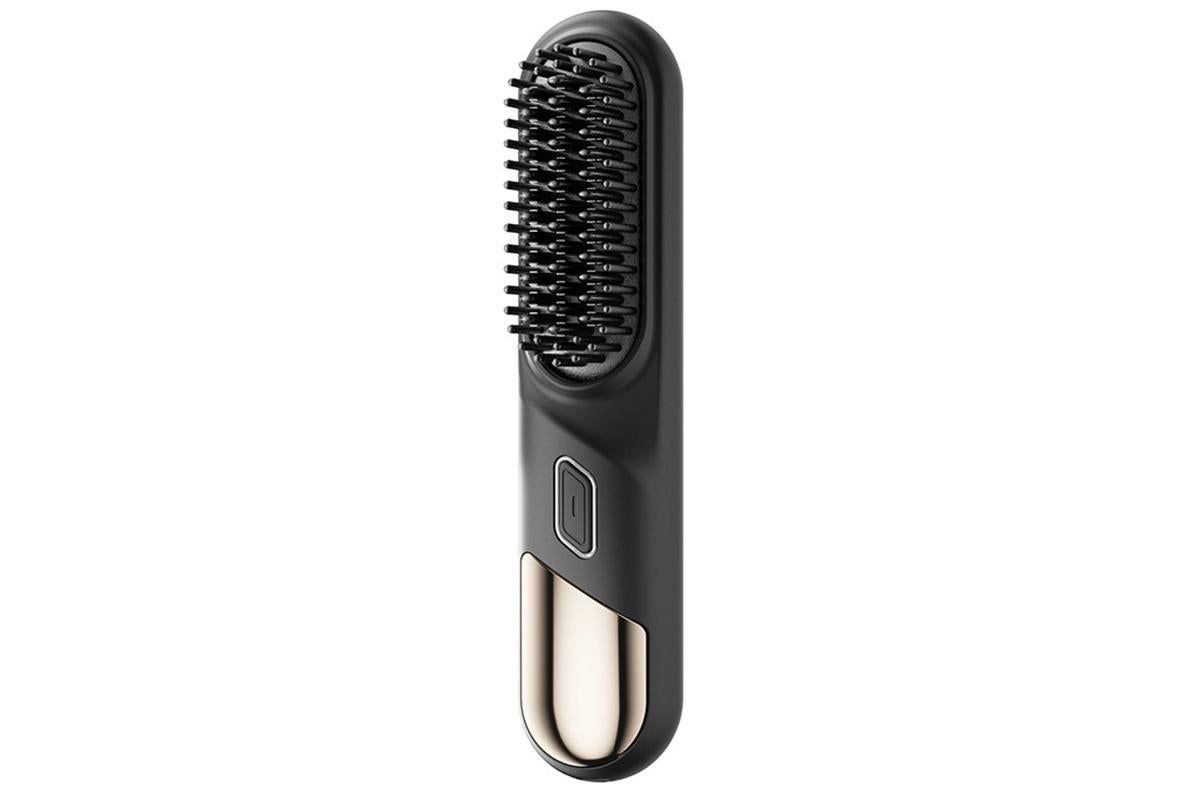 Portable Cordless Heated Straightening Brush for Travel Cordless Hair Straightener Brush Comb Straightener for Women -Black