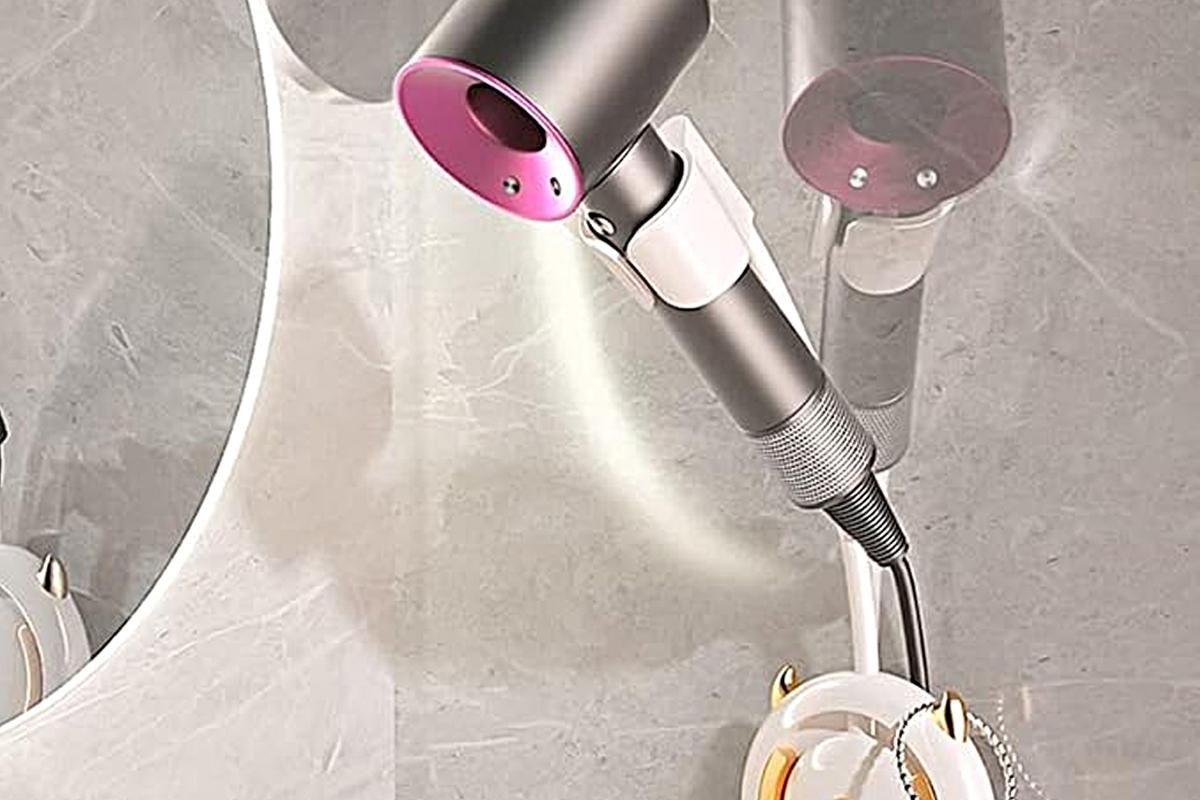 Hands-Free Hair Dryer Holder Adjustable Lazy Bracket -White-gold