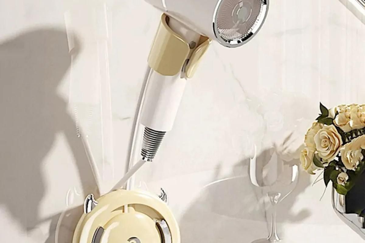 Hands-Free Hair Dryer Holder Adjustable Lazy Bracket -Yellow-silver