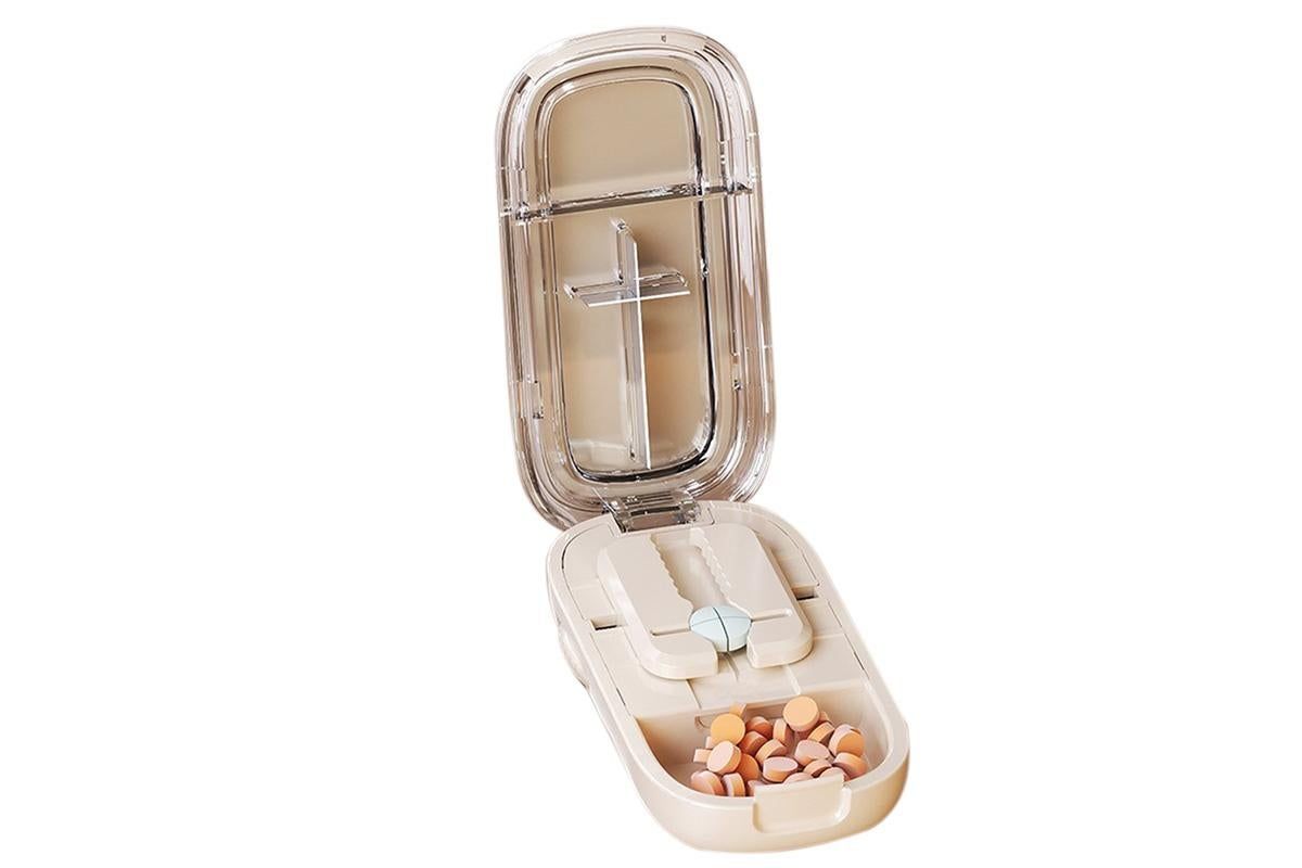 Pill Cutter Pill Splitter for Small and Tiny Pills 1/2 Adjustable Pill Organizer - Beige 1/2 and 1/4 Pill Cutter