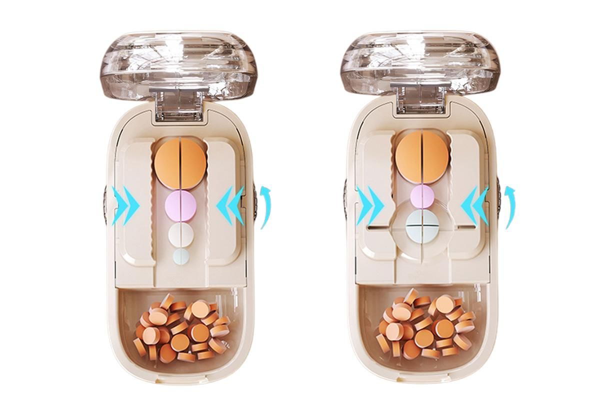 Pill Cutter Pill Splitter for Small and Tiny Pills 1/2 Adjustable Pill Organizer - Beige 1/2 and 1/4 Pill Cutter