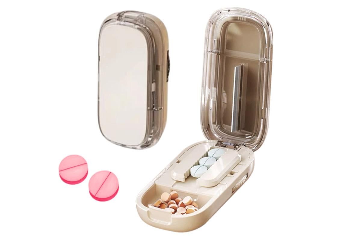 Pill Cutter Pill Splitter for Small and Tiny Pills 1/2 Adjustable Pill Organizer - Beige 1/2 Pill Cutter