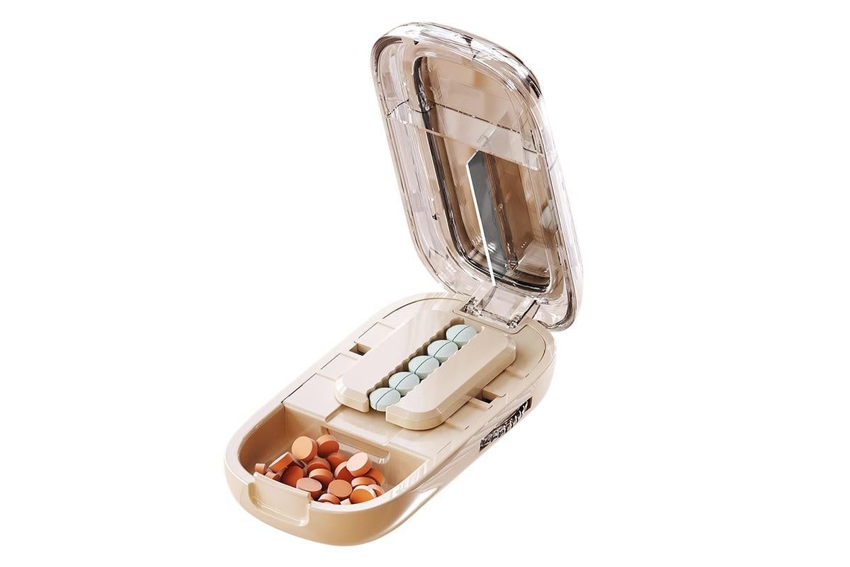 Pill Cutter Pill Splitter for Small and Tiny Pills 1/2 Adjustable Pill Organizer - Beige 1/2 Pill Cutter