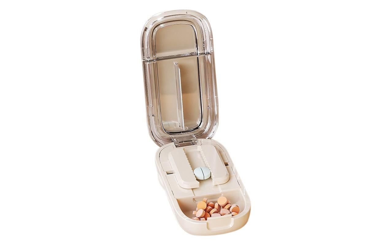 Pill Cutter Pill Splitter for Small and Tiny Pills 1/2 Adjustable Pill Organizer - Beige 1/2 Pill Cutter