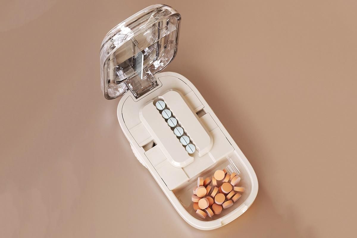 Pill Cutter Pill Splitter for Small and Tiny Pills 1/2 Adjustable Pill Organizer - Beige 1/2 Pill Cutter