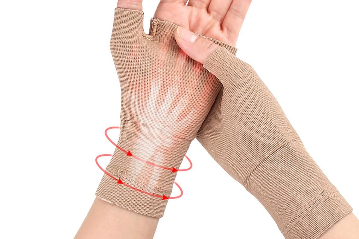1Pair Wrist Brace Glove Sport Wrist Support for Fitness Weightlifting Skin Tone - S