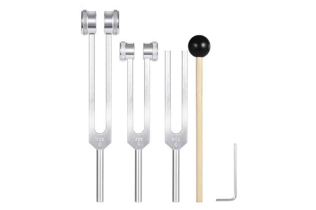 3Pcs Aluminum Tuning Forks Set 128Hz 256Hz 512Hz for Sound Healing Yoga Meditation - Silver