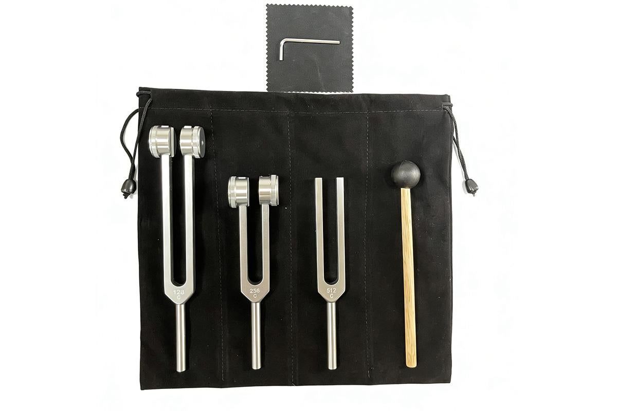 3Pcs Aluminum Tuning Forks Set 128Hz 256Hz 512Hz for Sound Healing Yoga Meditation - Silver