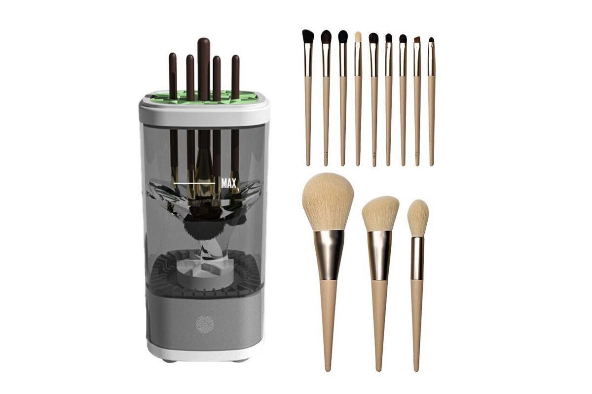 Electric Makeup Brush Cleaner and Dryer Machine Automatic Brush Super Fast Cleaning Tool -Grey