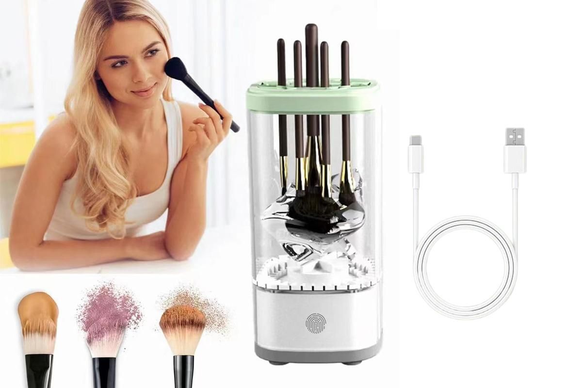 Electric Makeup Brush Cleaner and Dryer Machine Automatic Brush Super Fast Cleaning Tool -Grey
