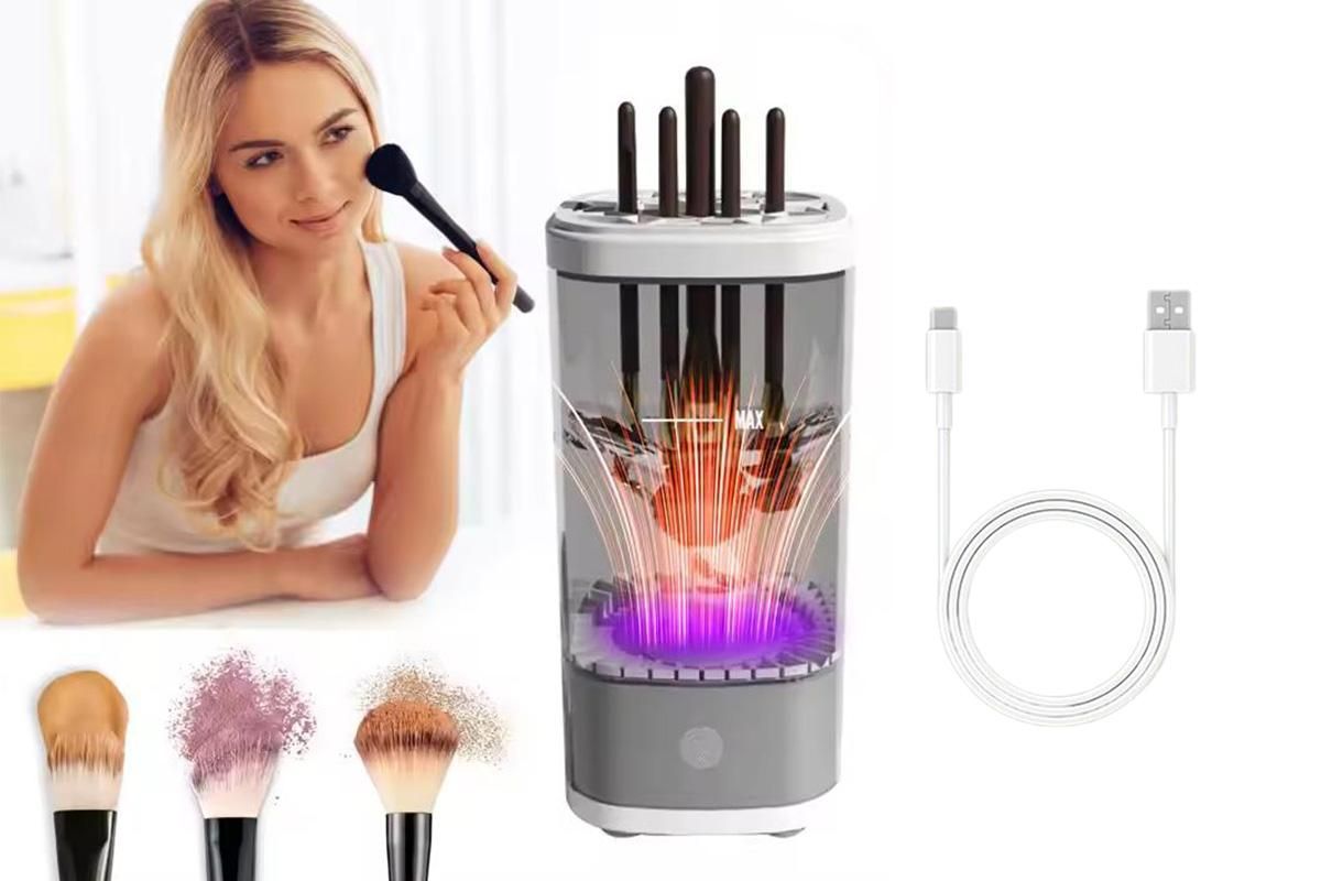 Electric Makeup Brush Cleaner and Dryer Machine Automatic Brush Super Fast Cleaning Tool -White