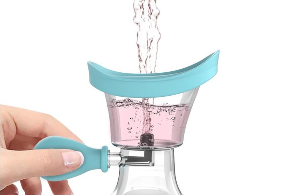 Manual Air Pressure Eye Cleaning Cup Clear Silicone Eye Cup -Blue