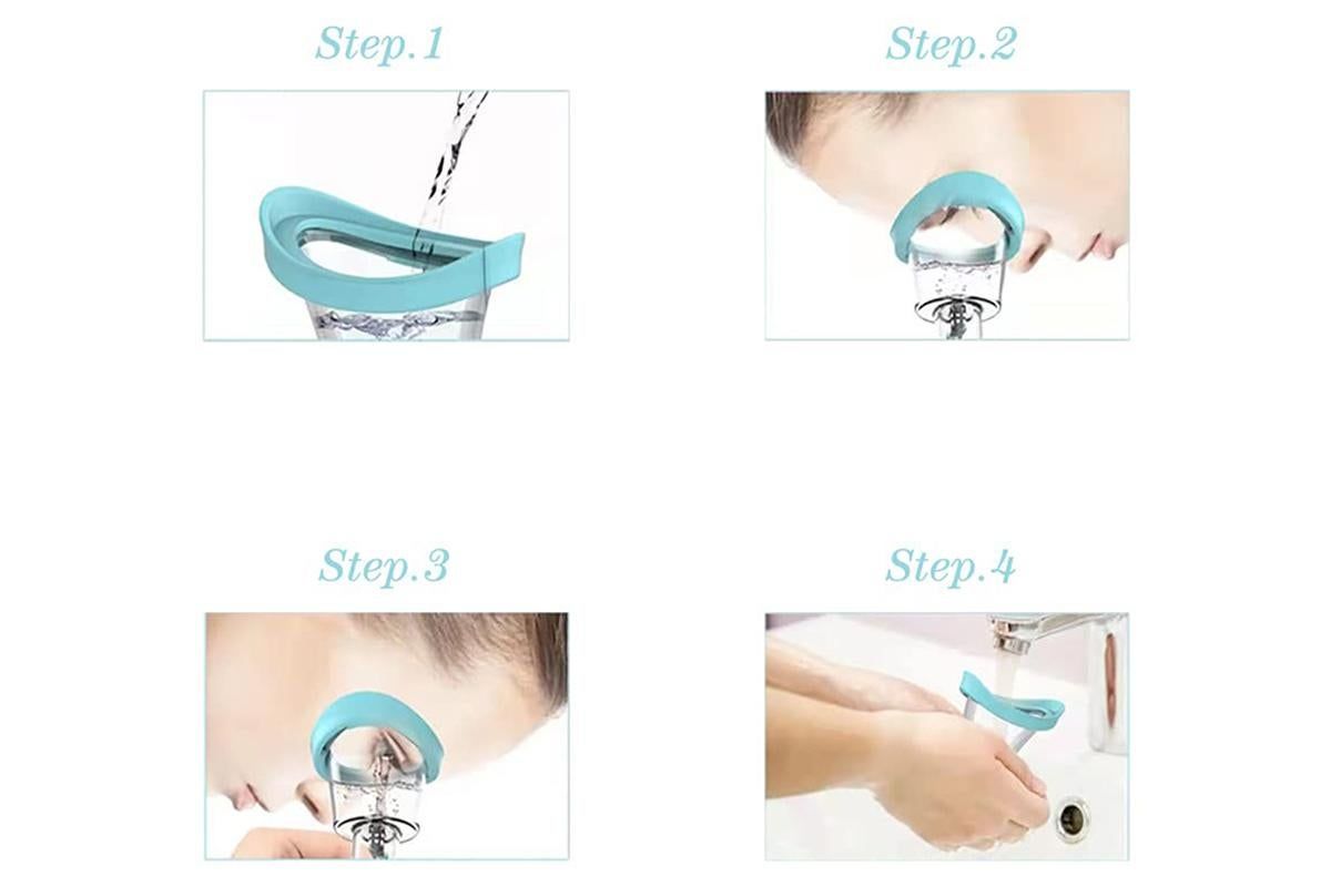 Manual Air Pressure Eye Cleaning Cup Clear Silicone Eye Cup -Blue