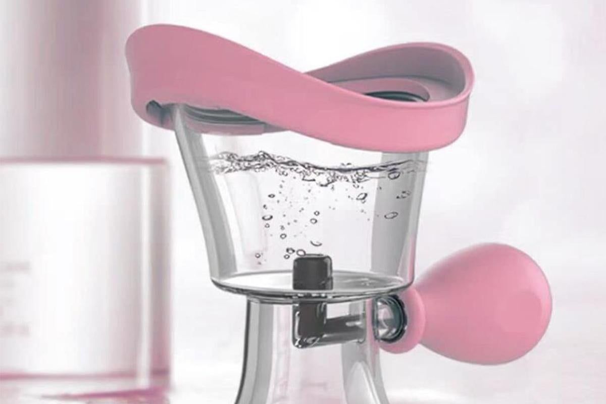 Manual Air Pressure Eye Cleaning Cup Clear Silicone Eye Cup -Pink