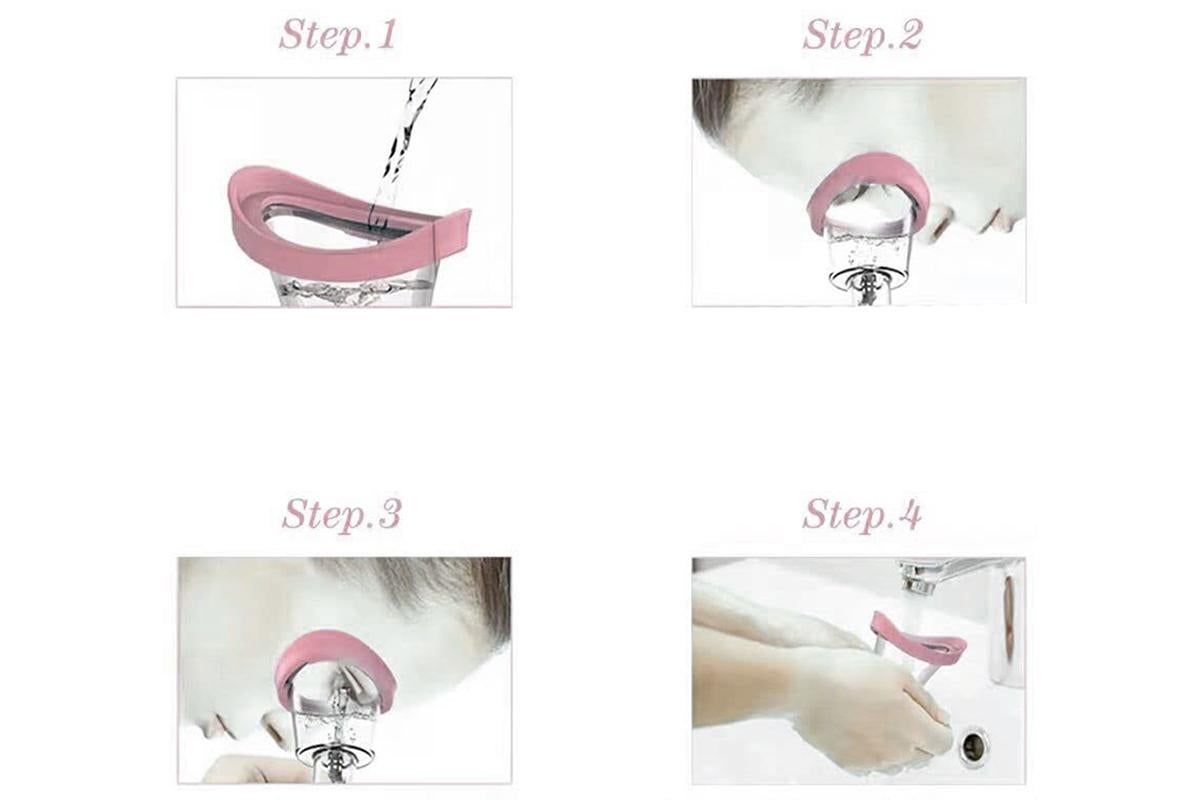 Manual Air Pressure Eye Cleaning Cup Clear Silicone Eye Cup -Pink