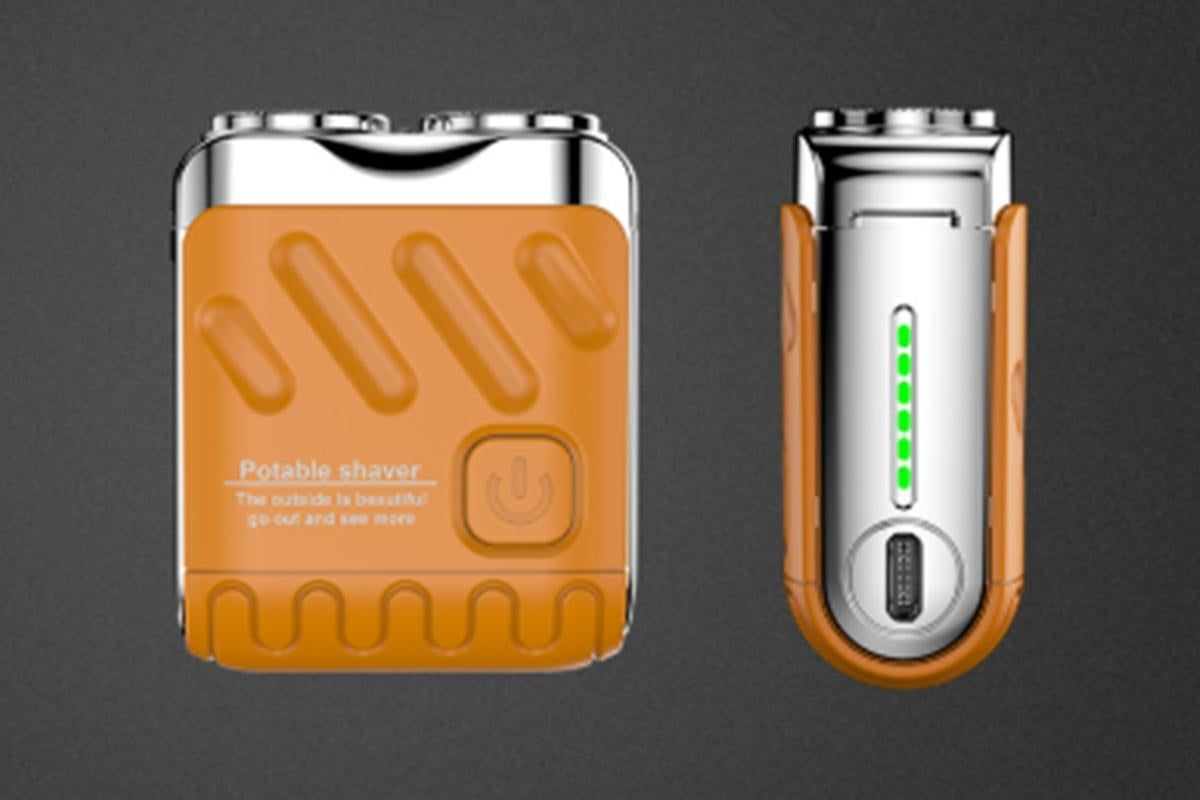 Mini Portable Electric Shaver for Men Wet Dry Waterproof Rechargeable Long Battery Life - Orange