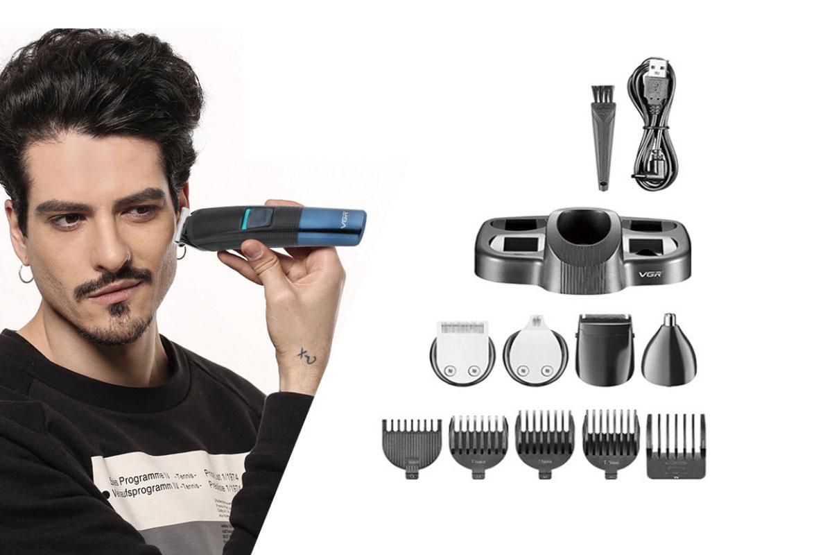Electric Razor Hair Trimmer for Men 5 in 1 Beard Trimmer Washable Hair Clippers Mens Grooming Kit for Nose Mustache Body Facial