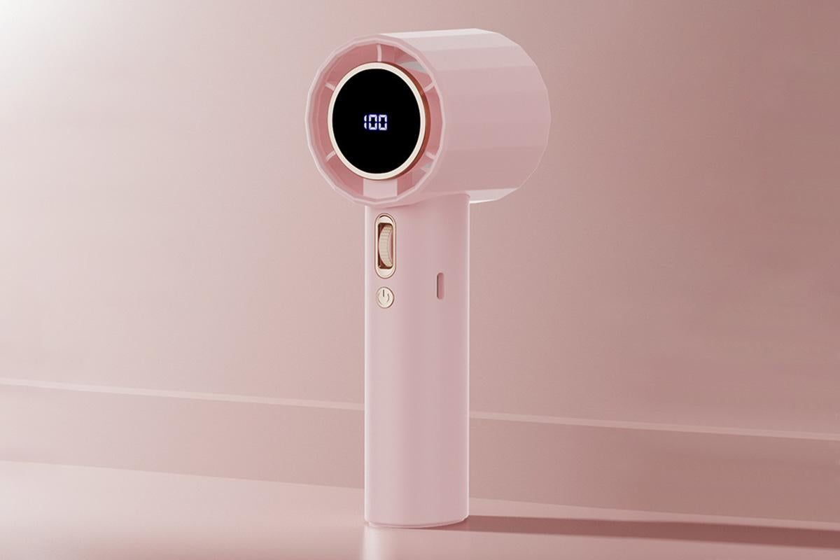 Portable Handheld Turbo Fan Windy Speed Adjustable Mini Personal Battery Operated Fan -Pink