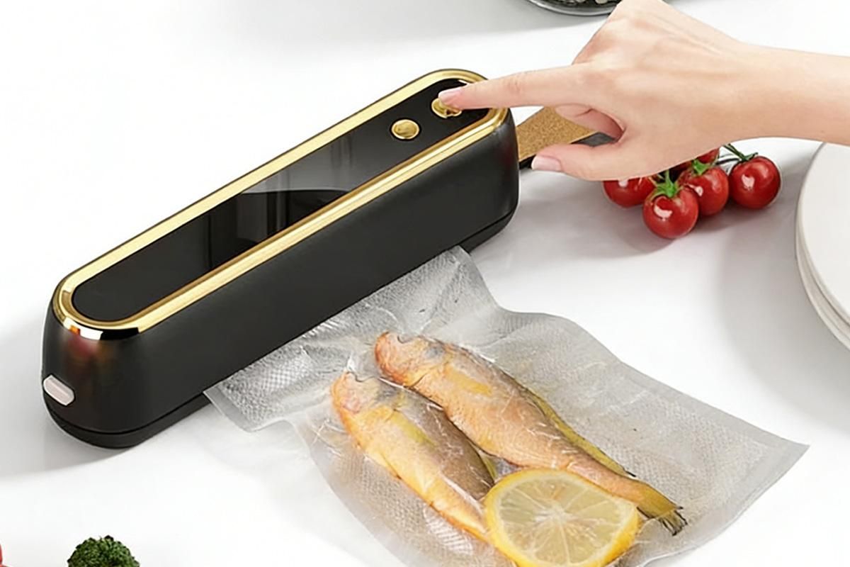 Mini Vacuum Sealer Machine Cordless Food Vacuum Sealer for Freezer Storage Meal Prep - Black