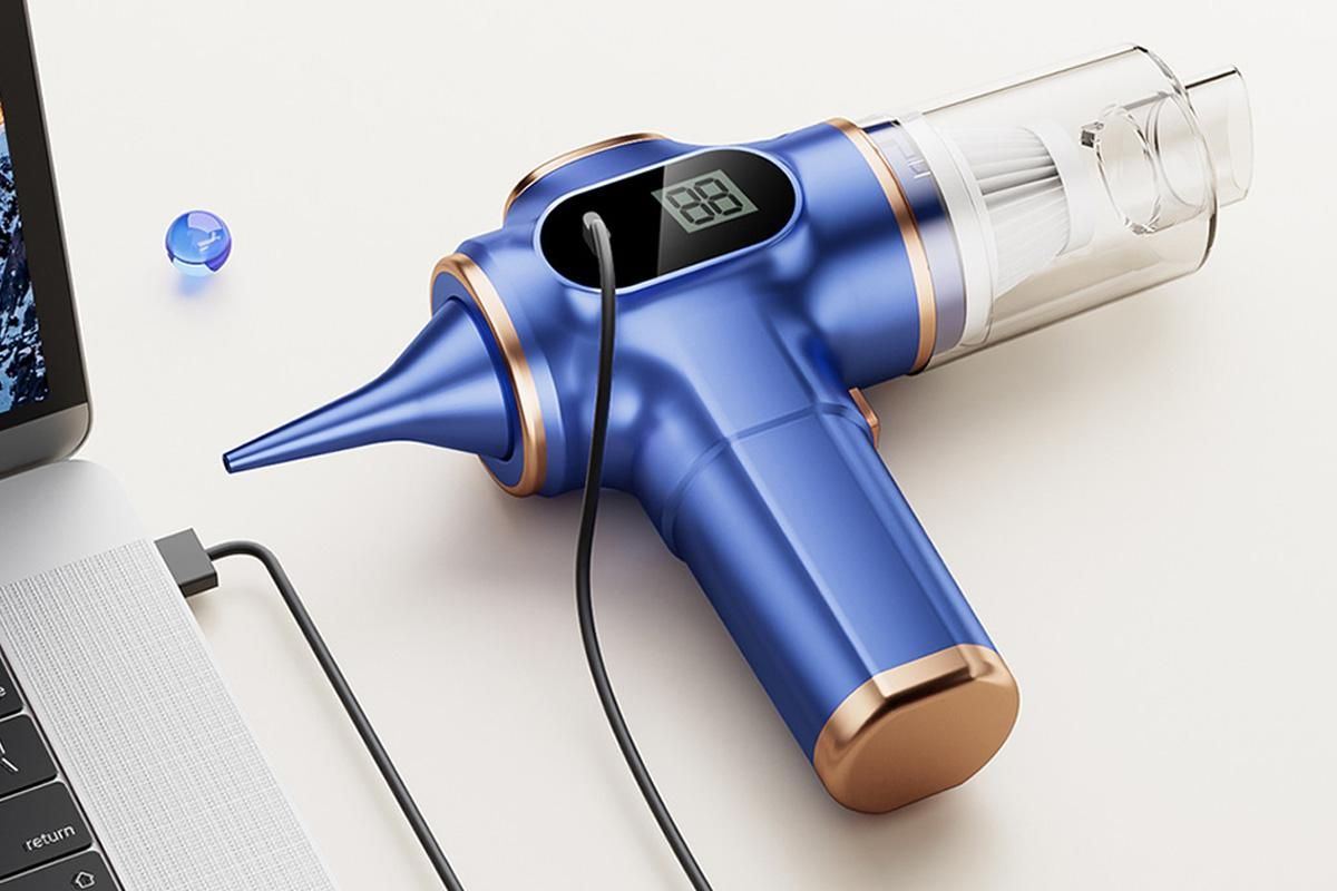 Car Vacuum Portable Cordless 2 in 1 Vacuum Cleaner Air Duster Handheld Vacuum Cordless with 3000mAh Battery - Blue