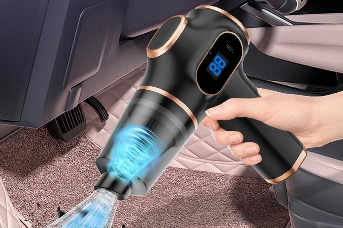 Car Vacuum Portable Cordless 2 in 1 Vacuum Cleaner Air Duster Handheld Vacuum Cordless with 3000mAh Battery - Black