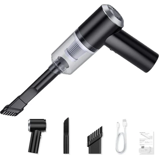 Handheld Car Vacuum Cleaner 9000Pa Rechargeable Portable Cordless Duster - Black