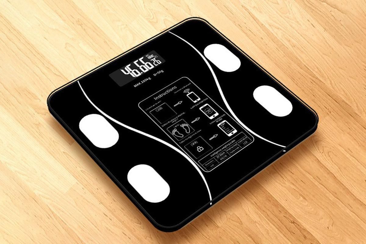 Smart Digital Bathroom Body Fat Scale 180KG Bluetooth Scales Weight -Black