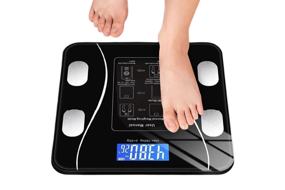 Smart Digital Bathroom Body Fat Scale 180KG Bluetooth Scales Weight -Black