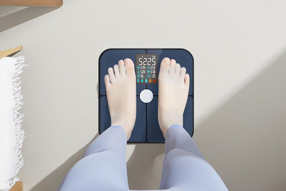 Smart Digital Bathroom Body Fat Scale 180KG Bluetooth Scales Weight for BMI Water -Navy Blue