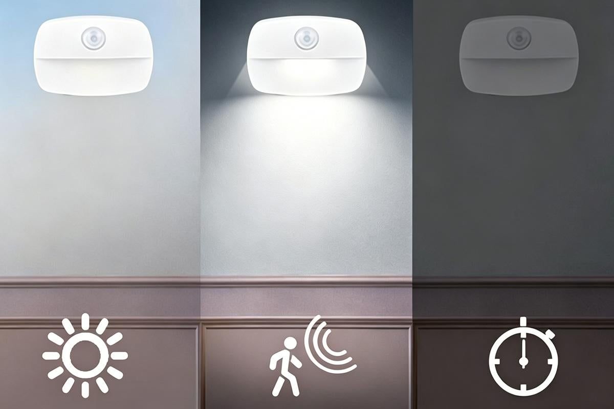 2PCS LED Motion Sensor Night Light Battery Powered Closet Stair Light