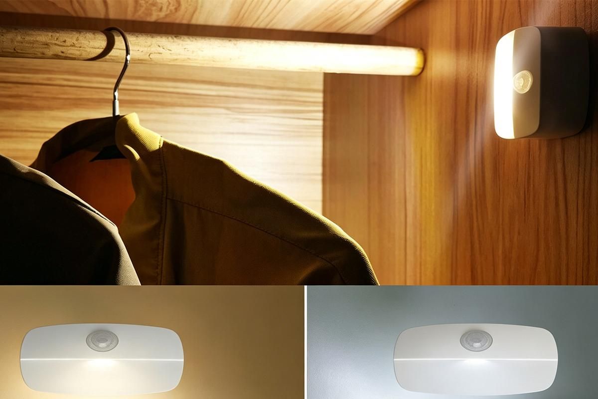 2PCS LED Motion Sensor Night Light Battery Powered Closet Stair Light