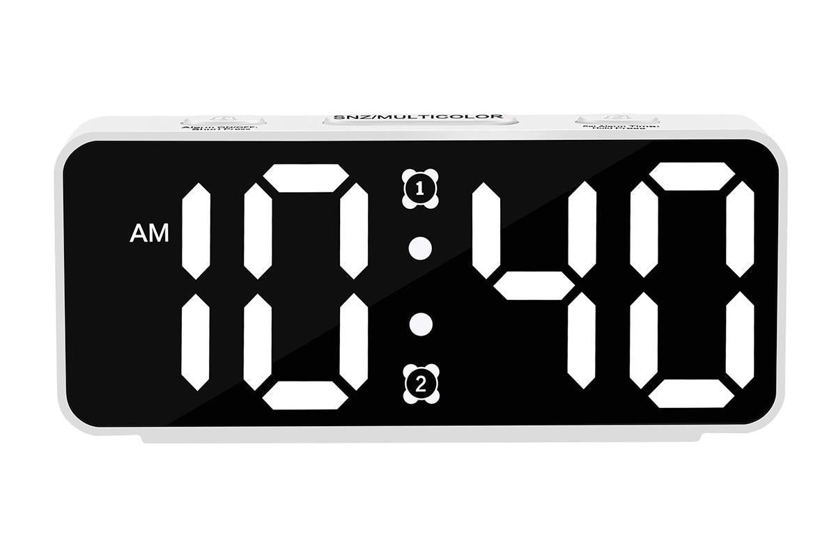 Small Digital Alarm Clock with 5 Dimmers and 5 Alarm Volumes for Bedrooms - White