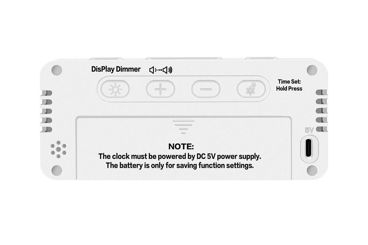 Small Digital Alarm Clock with 5 Dimmers and 5 Alarm Volumes for Bedrooms - White