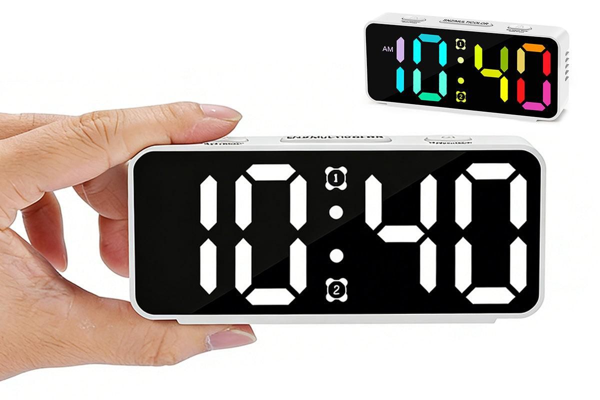 Small Digital Alarm Clock with 5 Dimmers and 5 Alarm Volumes for Bedrooms - White