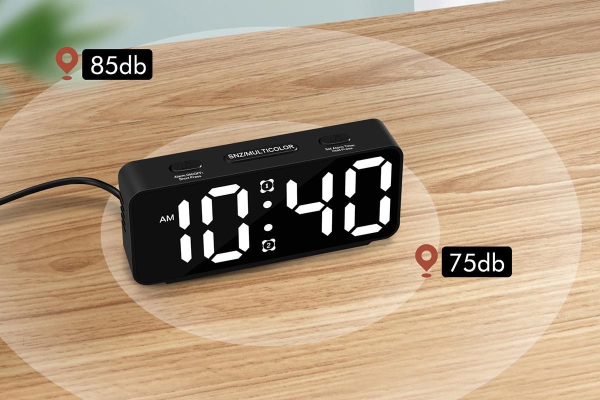 Small Digital Alarm Clock with 5 Dimmers and 5 Alarm Volumes for Bedrooms - Black